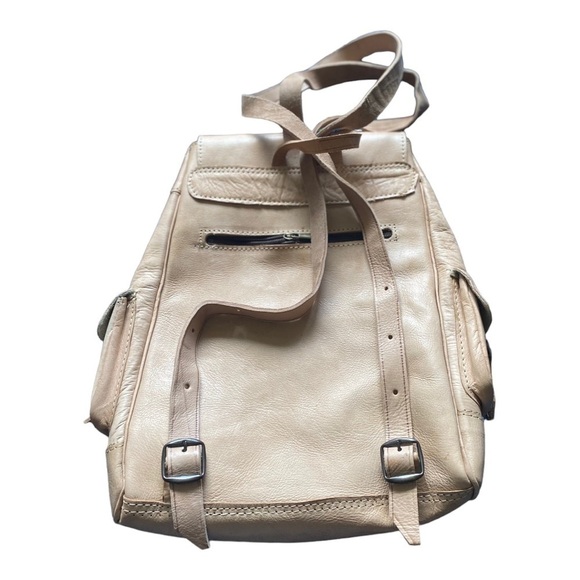 Handmade Boho Women’s Genuine Leather Backpack Tan color main image 11